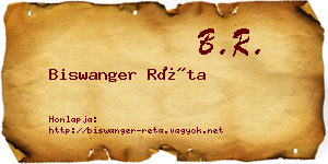 Biswanger Réta névjegykártya